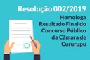 Homologação Resultado Final do Concurso Público da Câmara