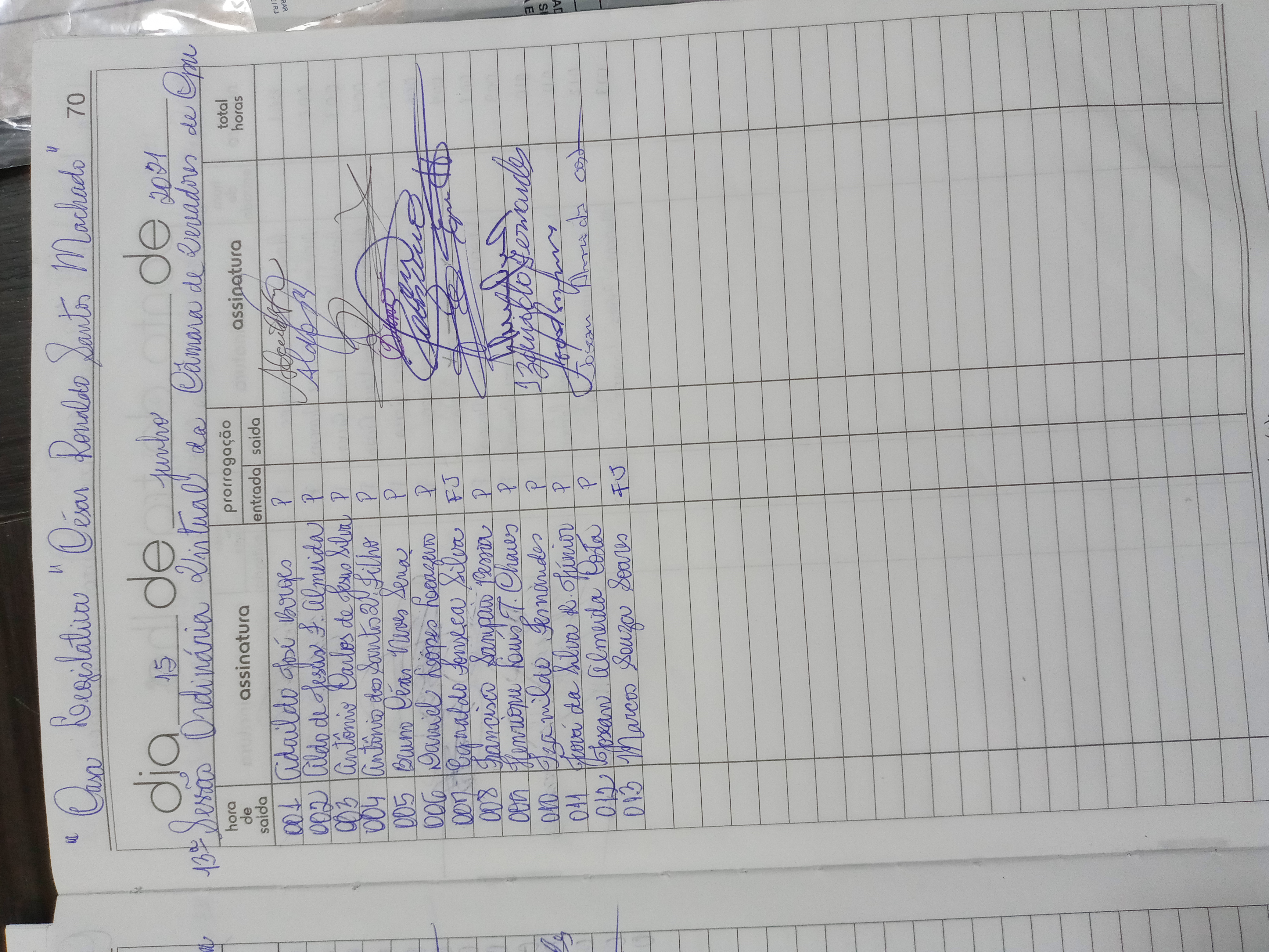 13ª SESSÃO ORDINÁRIA DIA 15 DE JUNHO DE 2021