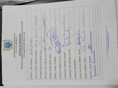 20ª SESSÃO ORDINÁRIA DIA 10 DE AGOSTO DE 2021