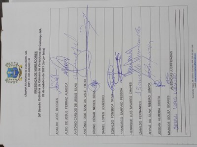 36ª SESSÃO ORDINÁRIA DIA 26 DE OUTUBRO DE 2021