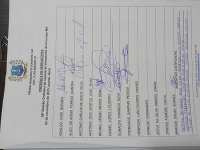 38ª SESSÃO ORDINÁRIA DIA 03 DE NOVEMBRO DE 2021